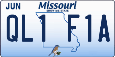 MO license plate QL1F1A