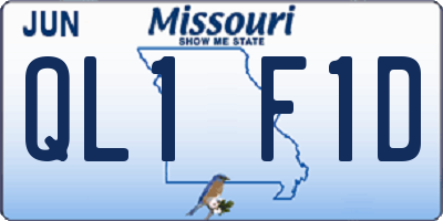 MO license plate QL1F1D