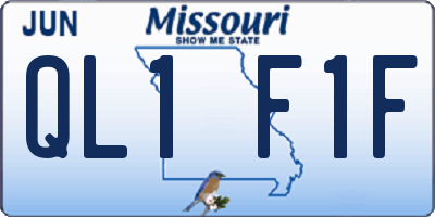 MO license plate QL1F1F
