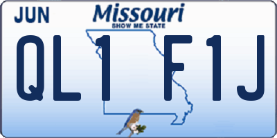 MO license plate QL1F1J