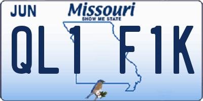 MO license plate QL1F1K