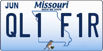 MO license plate QL1F1R