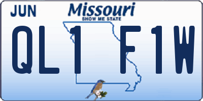 MO license plate QL1F1W