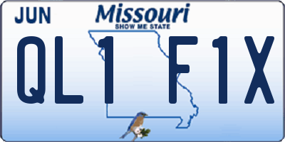 MO license plate QL1F1X