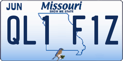 MO license plate QL1F1Z