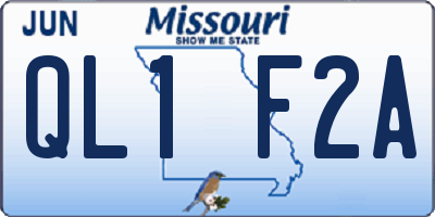 MO license plate QL1F2A