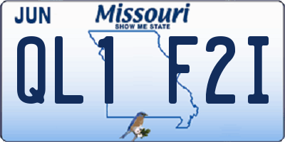 MO license plate QL1F2I