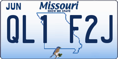 MO license plate QL1F2J