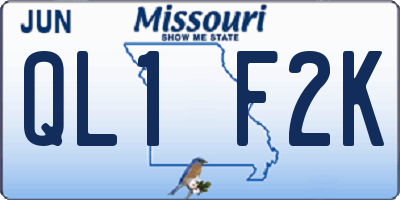 MO license plate QL1F2K