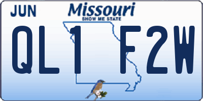 MO license plate QL1F2W