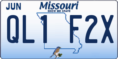 MO license plate QL1F2X