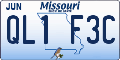 MO license plate QL1F3C