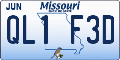 MO license plate QL1F3D