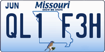 MO license plate QL1F3H