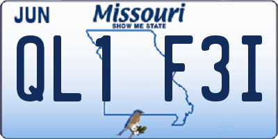 MO license plate QL1F3I
