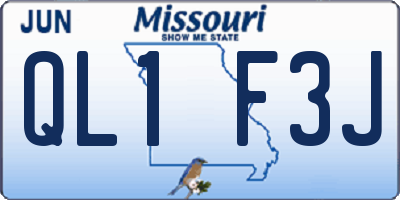 MO license plate QL1F3J