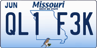 MO license plate QL1F3K