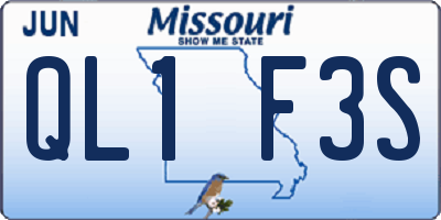 MO license plate QL1F3S
