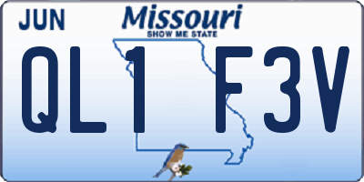 MO license plate QL1F3V