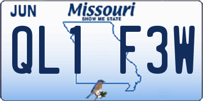 MO license plate QL1F3W