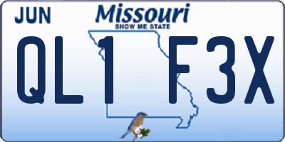 MO license plate QL1F3X