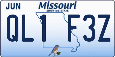MO license plate QL1F3Z