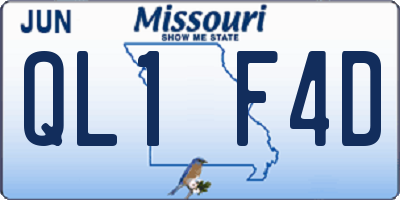 MO license plate QL1F4D