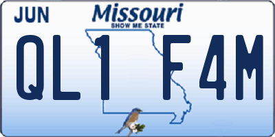 MO license plate QL1F4M