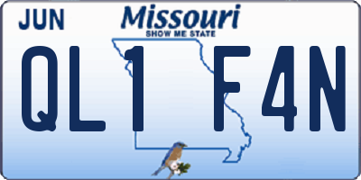 MO license plate QL1F4N