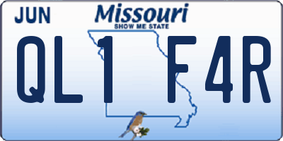 MO license plate QL1F4R