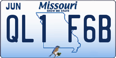 MO license plate QL1F6B