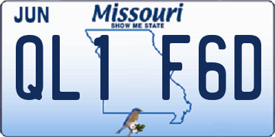MO license plate QL1F6D