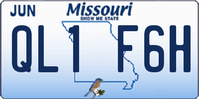 MO license plate QL1F6H