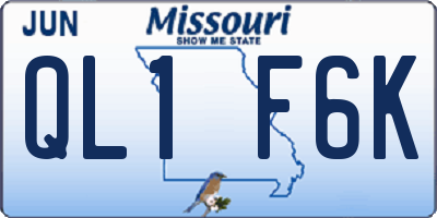 MO license plate QL1F6K