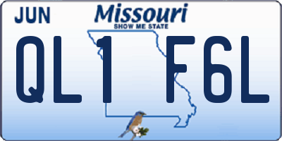 MO license plate QL1F6L