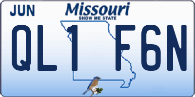 MO license plate QL1F6N