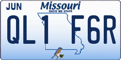 MO license plate QL1F6R