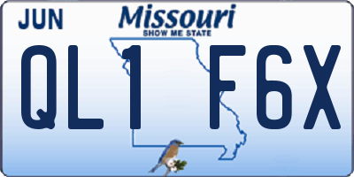 MO license plate QL1F6X