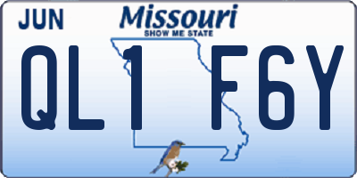 MO license plate QL1F6Y