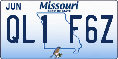 MO license plate QL1F6Z
