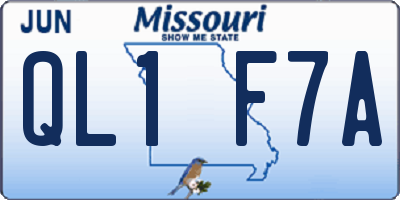 MO license plate QL1F7A