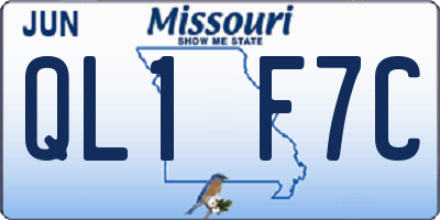 MO license plate QL1F7C