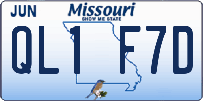 MO license plate QL1F7D