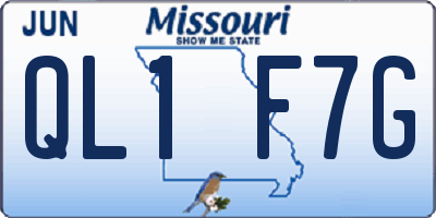 MO license plate QL1F7G