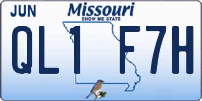 MO license plate QL1F7H