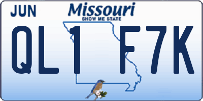MO license plate QL1F7K