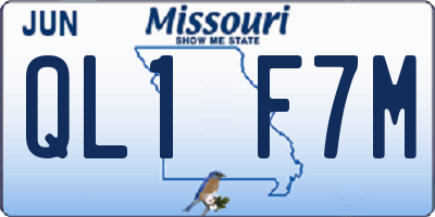 MO license plate QL1F7M