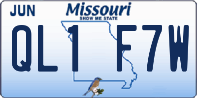 MO license plate QL1F7W