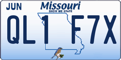 MO license plate QL1F7X