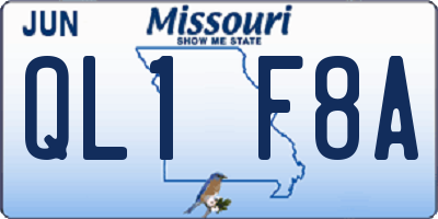 MO license plate QL1F8A